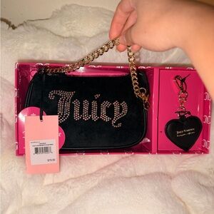 Juicy Couture Black and Gold Shoulder Bag